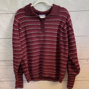 Ava & Viv Collared Striped Sweater in Shades  of Wine/Berry, size X, NWOT